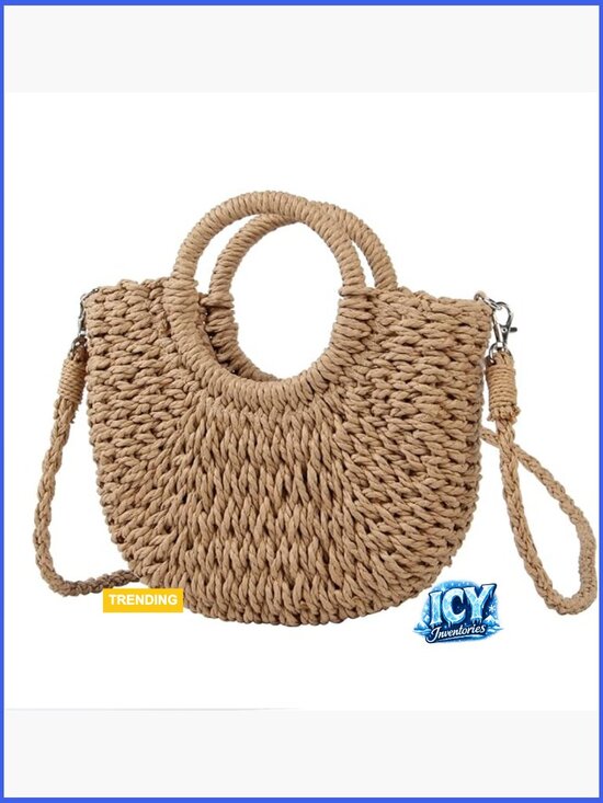 Handbags - Straw Beach Tote Handbag Hobo Bag Handwoven Small Purse with Strap